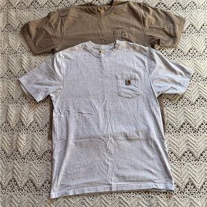 2 Pack Carhartt Men's Short Sleeve Tees in Gray and Brown Size Tall Large